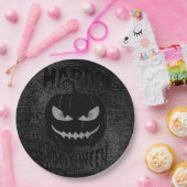 Spooky Pumpkin Black Halloween-Party Pappteller (Party)