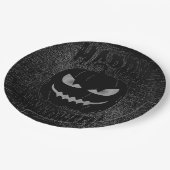 Spooky Pumpkin Black Halloween-Party Pappteller (Schrägansicht)