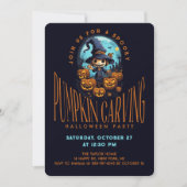 Spooky Pumpkin Carving Halloween-Party Einladung (Vorderseite)