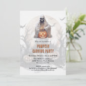 Spooky Pumpkin Carving Party Halloween Einladung (Stehend Vorderseite)