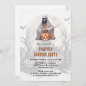 Spooky Pumpkin Carving Party Halloween Einladung (Vorne/Hinten)