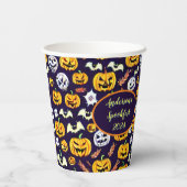 Spooky Pumpkin Custom Halloween Paper Cups Pappbecher (Rückseite)