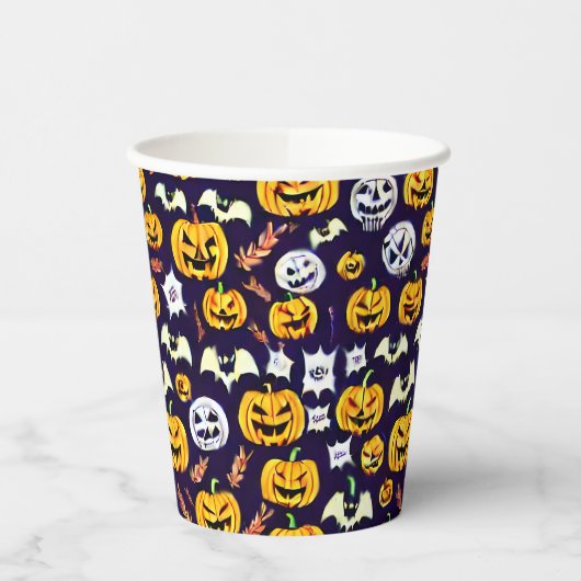 Spooky Pumpkin Custom Halloween Paper Cups Pappbecher (Links)