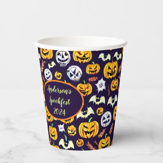 Spooky Pumpkin Custom Halloween Paper Cups Pappbecher (Vorderseite)