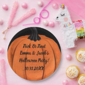 Spooky Pumpkin-Design mit benutzerdefinierten Text Pappteller (Party)