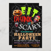 Spooky Pumpkin essen Drink & sein Beängstigend Hal Einladung (Vorne/Hinten)
