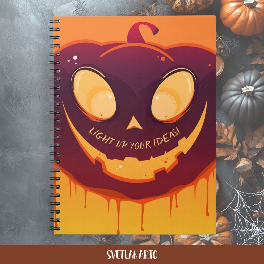 Spooky Pumpkin Face Halloween Spiral Notebook Notizblock