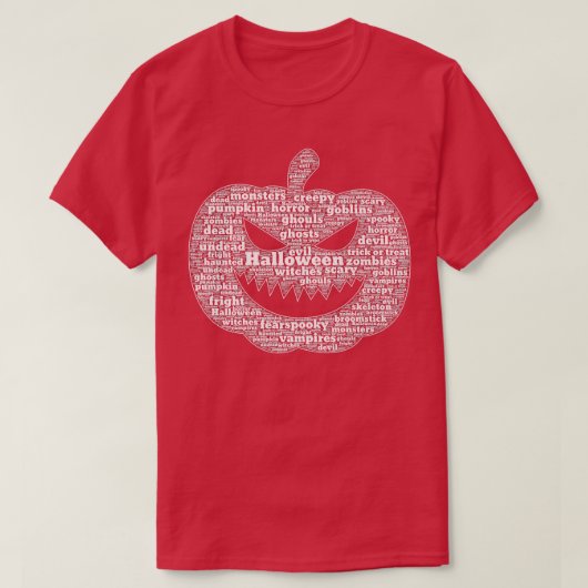 Spooky Pumpkin Face Halloween Wordcloud T-Shirt (Design vorne)