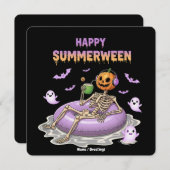 Spooky Pumpkin gegenüber Skeleton Spaß glücklich S Einladung (Vorne/Hinten)