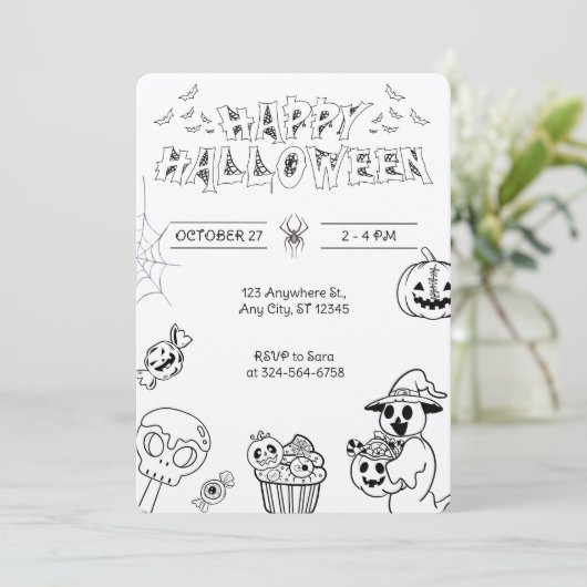 Spooky Pumpkin & Ghost für Kinder und Erwachsene Einladung (Stehend Vorderseite)