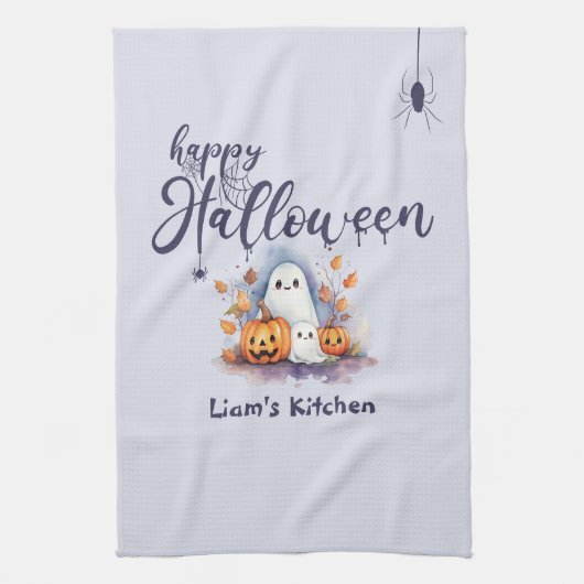 Spooky Pumpkin Ghost Halloween Küchentuch (Vertikal)