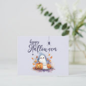 Spooky Pumpkin Ghost Halloween Postcard Postkarte (Stehend Vorderseite)