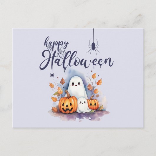 Spooky Pumpkin Ghost Halloween Postcard Postkarte (Vorderseite)
