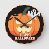 Spooky Pumpkin & Ghost Halloween Uhr (Vorderseite)