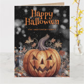 Spooky Pumpkin Ghost Happy Halloween Karte (Gelbe Blume)