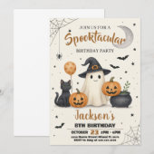 Spooky Pumpkin & Ghost Party Einladung für Kinder (Vorne/Hinten)