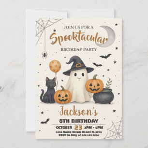 Spooky Pumpkin & Ghost Party Einladung für Kinder