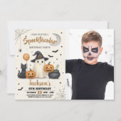 Spooky Pumpkin & Ghost Party Einladung für Kinder (Vorderseite)