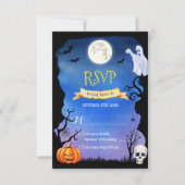 Spooky Pumpkin Ghost Skull Halloween UAWG RSVP Karte (Vorderseite)