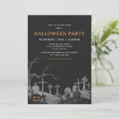 Spooky Pumpkin Graveyard Adult Halloween-Party Einladung (Stehend Vorderseite)