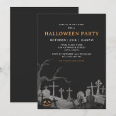 Spooky Pumpkin Graveyard Adult Halloween-Party Einladung (Vorne/Hinten)