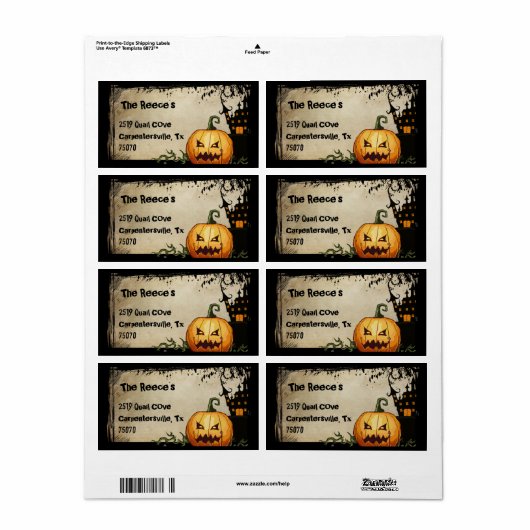 Spooky Pumpkin Halloween Address Labels (Vorne)