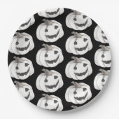 Spooky Pumpkin Halloween Black Jack-O’ Lantern Pappteller (Vorderseite)