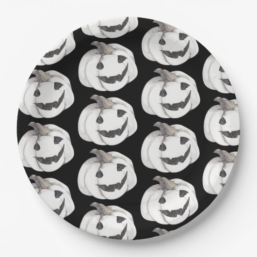 Spooky Pumpkin Halloween Black Jack-O’ Lantern Pappteller (Vorderseite)