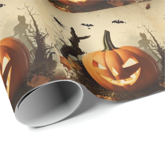 Spooky Pumpkin Halloween Collection Geschenkpapier (Rolleneckpunkt)