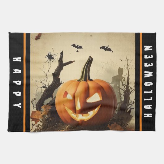 Spooky Pumpkin Halloween Collection Geschirrtuch (Horizontal)
