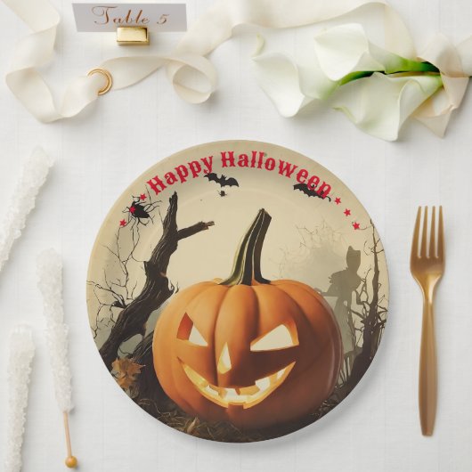 Spooky Pumpkin Halloween Collection Pappteller (Hochzeit)