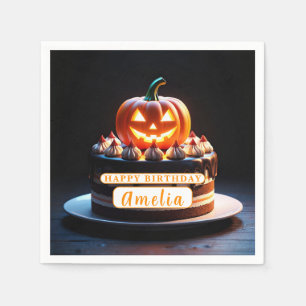 Spooky Pumpkin Halloween Geburtstagspapier Serviette