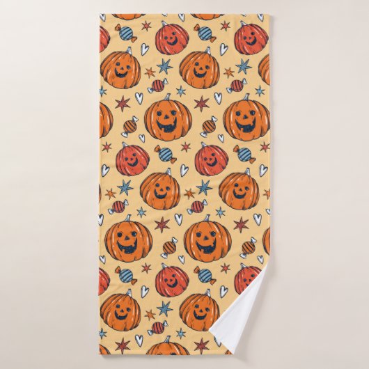 Spooky Pumpkin Halloween Pattern Badehandtuch (Badehandtuch)