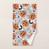 Spooky Pumpkin Halloween Pattern Badhandtuch Set (Handtuch)