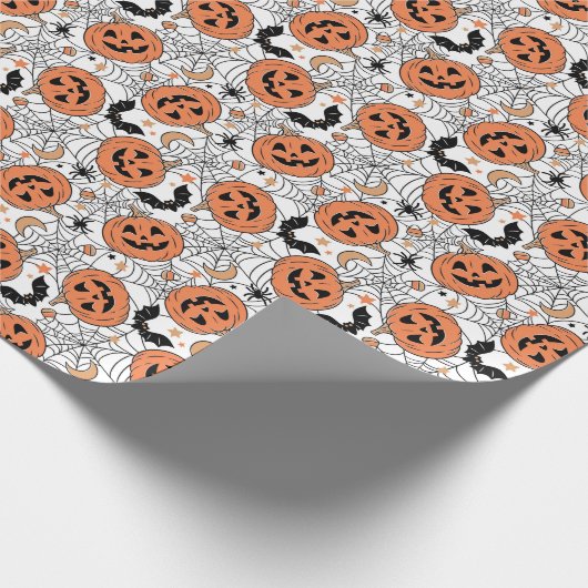 Spooky Pumpkin Halloween Pattern Geschenkpapier (Ecke)