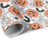 Spooky Pumpkin Halloween Pattern Geschenkpapier (Rolleneckpunkt)