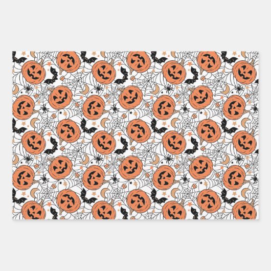 Spooky Pumpkin Halloween Pattern Geschenkpapier Set (Vorderseite)