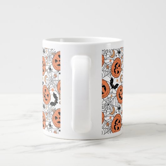Spooky Pumpkin Halloween Pattern Jumbo-Tasse (Rückseite)