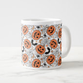 Spooky Pumpkin Halloween Pattern Jumbo-Tasse (Vorderseite Rechts)