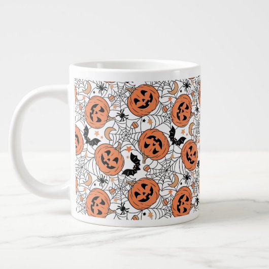 Spooky Pumpkin Halloween Pattern Jumbo-Tasse (Links)