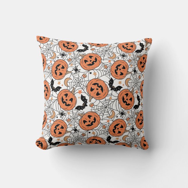Spooky Pumpkin Halloween Pattern Kissen (Vorderseite)