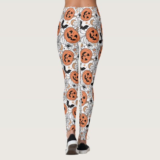 Spooky Pumpkin Halloween Pattern Leggings (Rückseite)