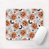 Spooky Pumpkin Halloween Pattern Mousepad (Mit Mouse)