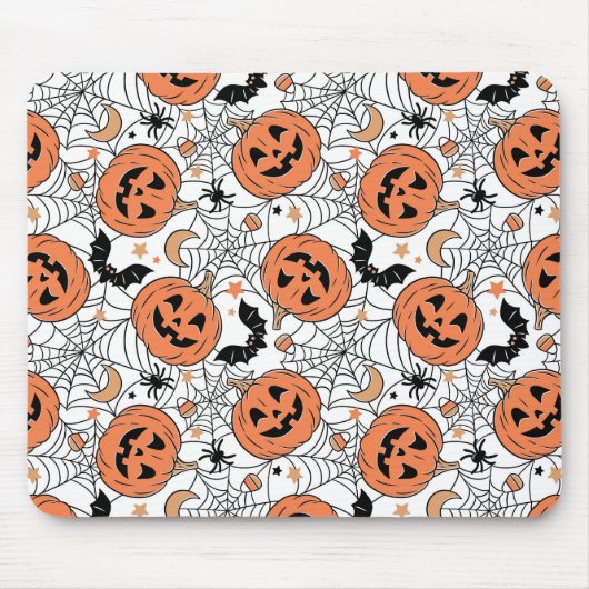 Spooky Pumpkin Halloween Pattern Mousepad (Vorne)