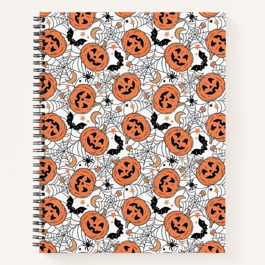 Spooky Pumpkin Halloween Pattern Notizblock (Vorderseite)