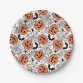 Spooky Pumpkin Halloween Pattern Pappteller (Vorderseite)