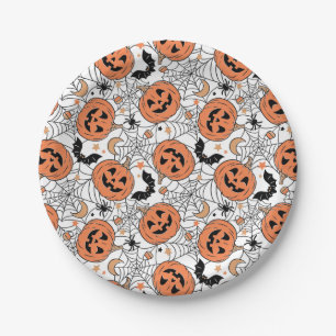 Spooky Pumpkin Halloween Pattern Pappteller
