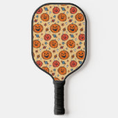 Spooky Pumpkin Halloween Pattern Pickleball Schläger (Vorderseite)