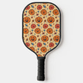 Spooky Pumpkin Halloween Pattern Pickleball Schläger (Rückseite)