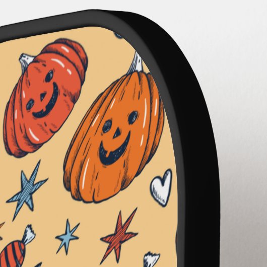 Spooky Pumpkin Halloween Pattern Pickleball Schläger (Linke Seite)